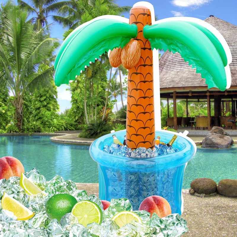 PARENTSWELL 63'' Inflatable Palm Tree Cooler, Tropical Luau Party Decorations, Inflatable Drink Cooler for Parties Jungle Hawaiian Birthday Party Decorations Palm Tree Decor - Image 2